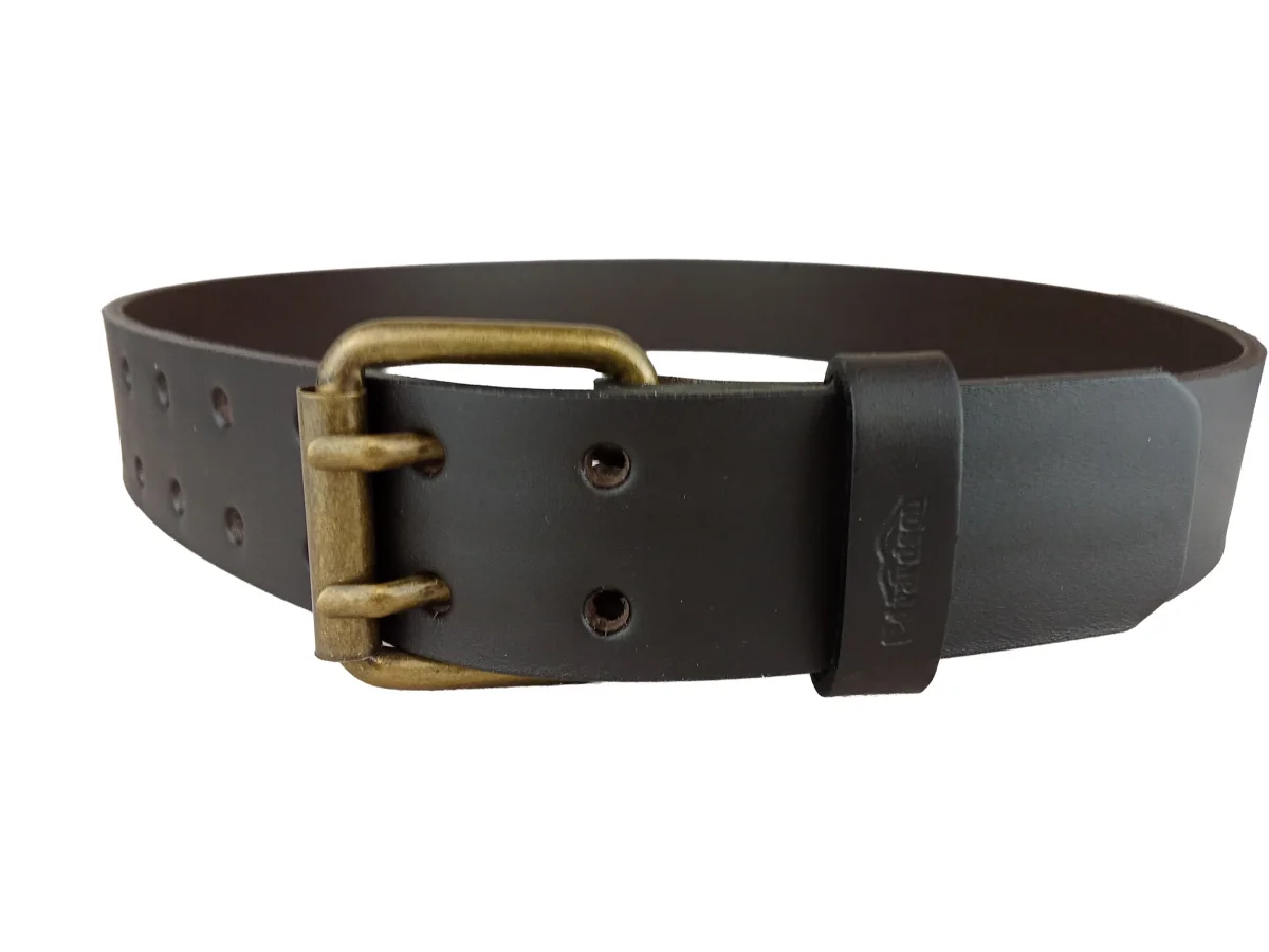 Brun läderbälte dubbeldorn 39 mm – Edvardson
