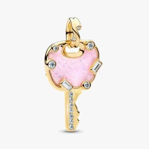Sparkling Pink Love Key Large Dangle Charm