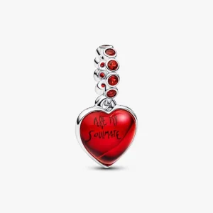 Red Murano Glass Heart Double Dangle Charm