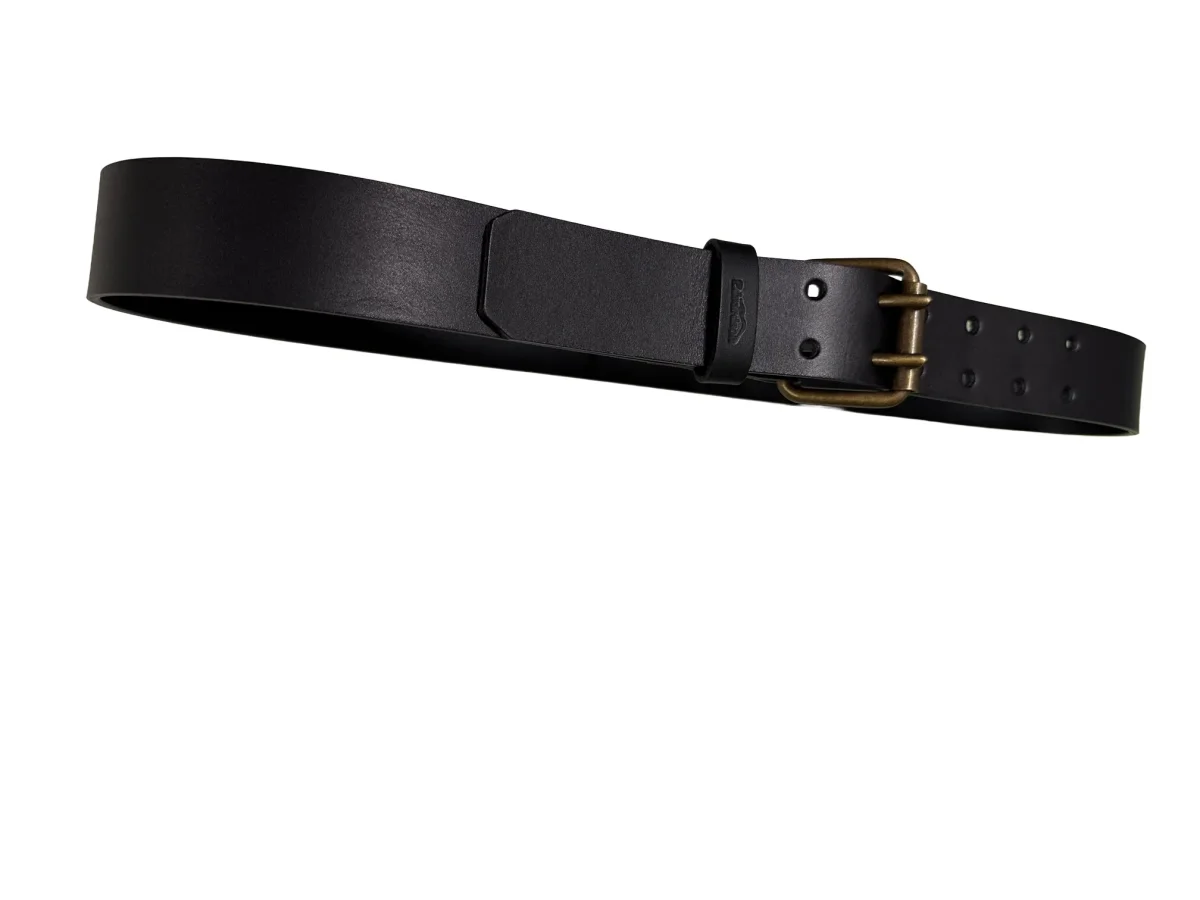 Svart läderbälte dubbeldorn 39 mm – Edvardson
