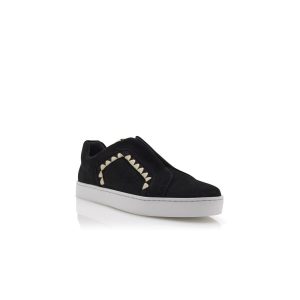 AGILIO Svarta sneakers i mocka med blankstygn