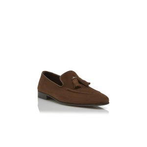 CHESTER Loafers i brunt mocka med tofs