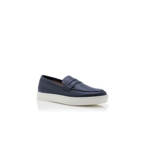 ELLIS Marinblå slip-on-Loafers i kalvskinn