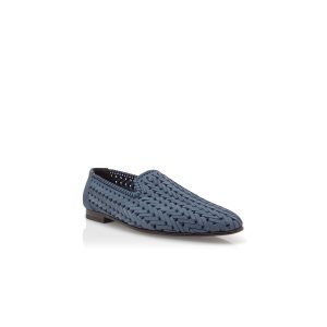 MARIO ljusblå loafers i vävd nubuck