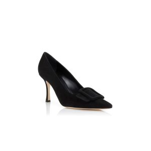 Maysalepump 90 Svarta pumps i mocka med spänne