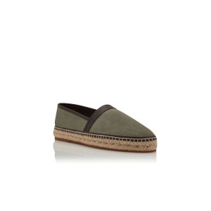 NERANO Mörkgröna espadriller i kalvskinnssuede