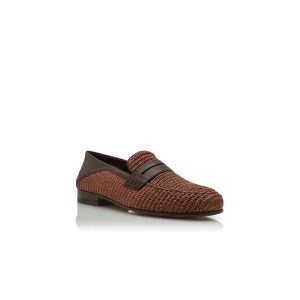 PADSTOW Mörkbruna Penny Loafers i raffia