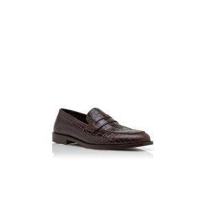 PERRY Mörkbruna pennyloafers i kalvskinn