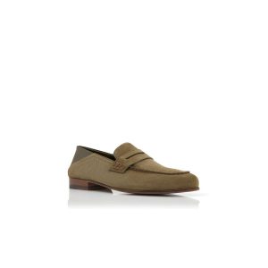 PLYMOUTH Penny Loafers i khakifärgat mocka