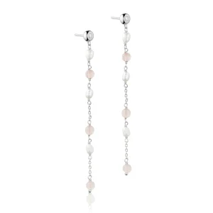Allure chain örhängen i silver med rosa quartz, sötvattenspärla och zirkonia