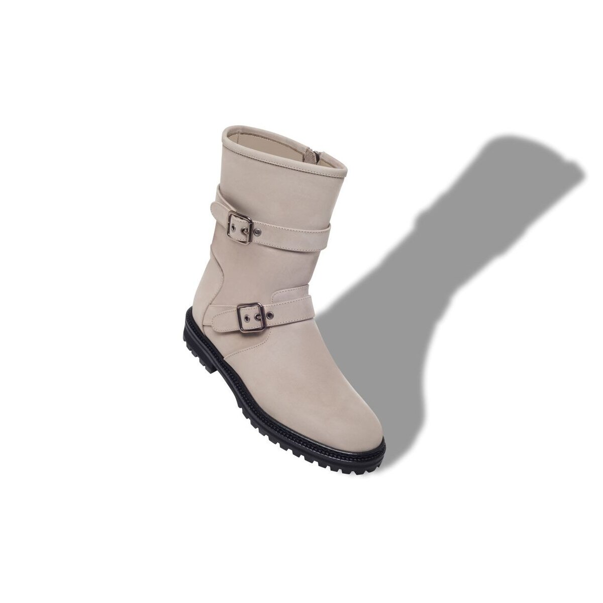 SULALTROSA grå nubuck-ankelstövlar med dubbla spännen - Bild 3