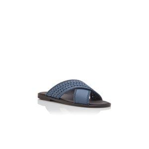 TEX ljusblå sandaler i vävd nubuck