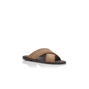 TEX ljusbruna sandaler i vävd nubuck